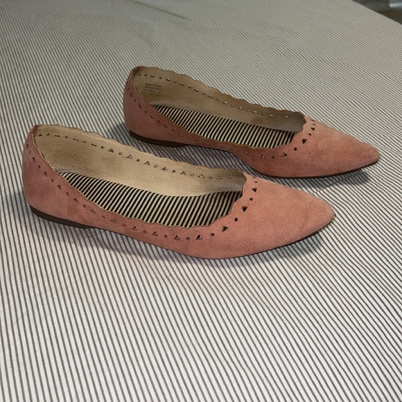 MARKET & SPRUCE Priscilla Laser Cut Scalloped Blush Flats - Picture 2 of 4